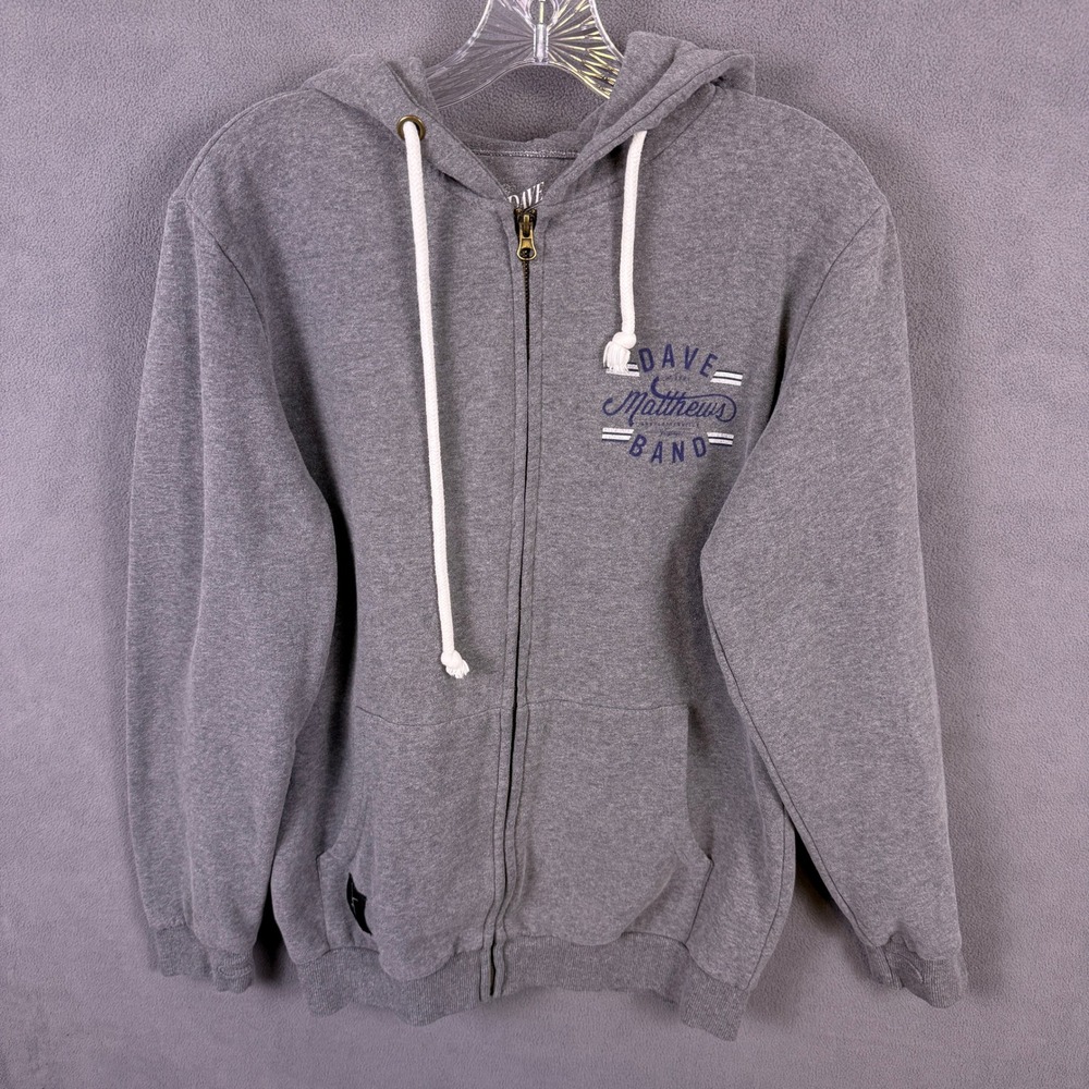 Dave Matthews Band Zip Up Hoodie Mens Medium Gray Charlottesville Virginia Tour